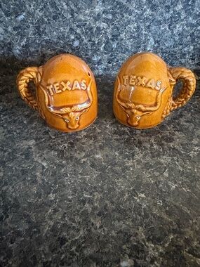 Texas Longhorn Ceramic Salt and Pepper Shakers - Brown